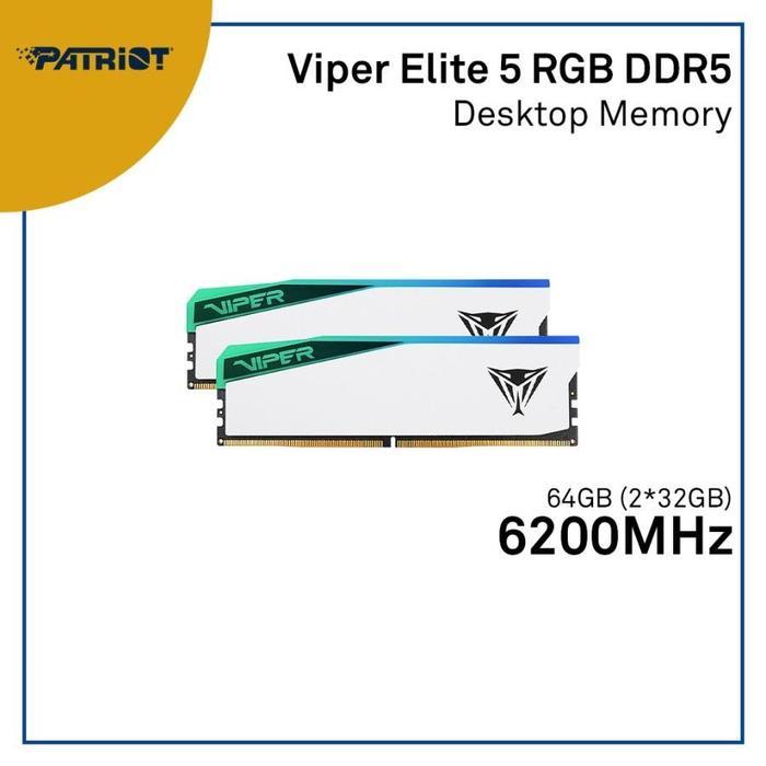 PATRIOT VIPER ELITE DDR5 RGB 64GB (2X32GB) 6200Mhz PVER564G62C42KW