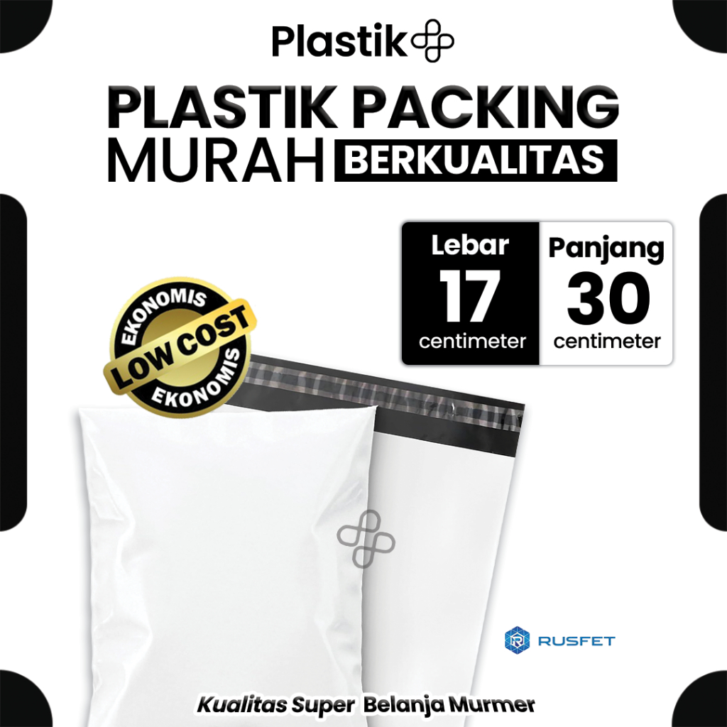 

Amplop Plastik Polymailer Putih 17cm x 30cm Low Cost Plastic Packing Polos Online shop Rusfet Murah