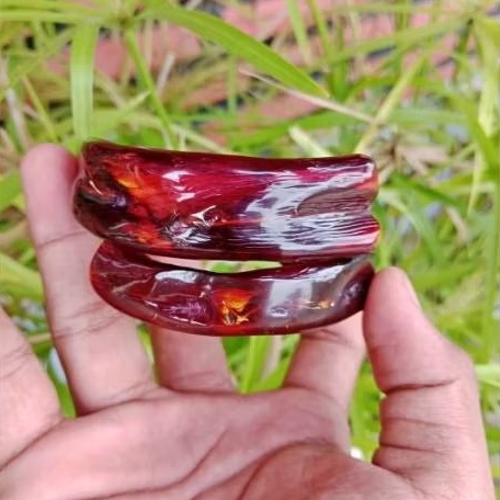 Gelang akar Bahar merah asli tembus cahaya 100% Original