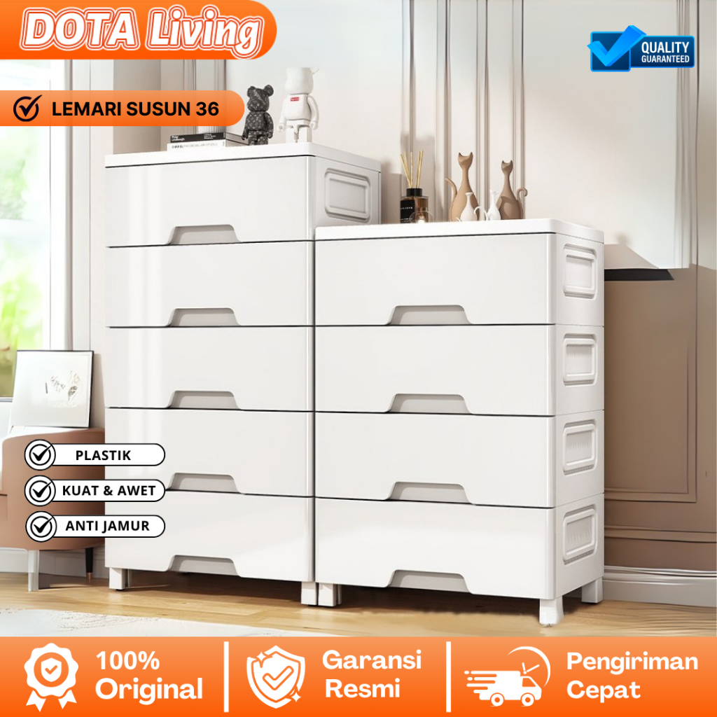 DOTA Living Lemari Pakaian Plastik Tertutup Terbuka 3 4 5 6 Susun Lemari Plastik Putih Polos Multifu