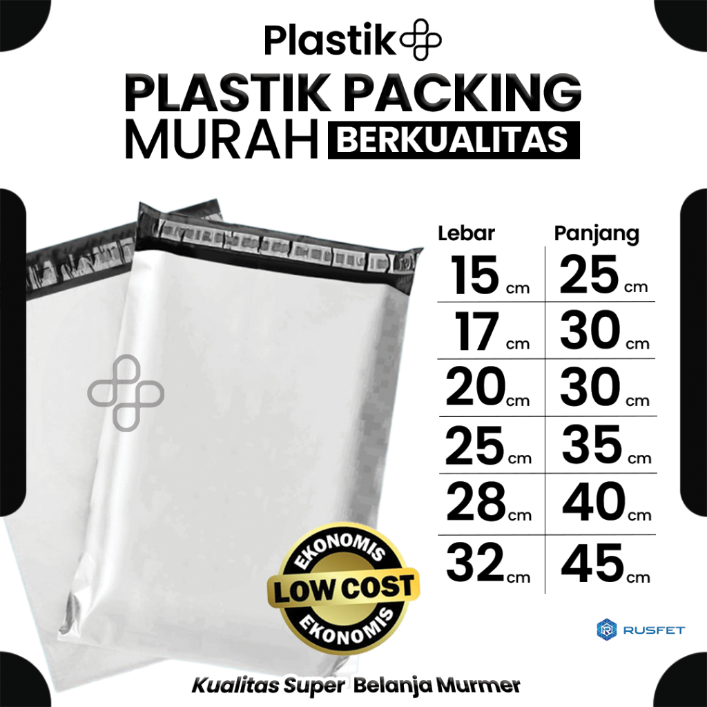 

Amplop Plastik Polymailer Putih Low Cost / Plastik Packing Polos Online shop (Olshop) Termurah