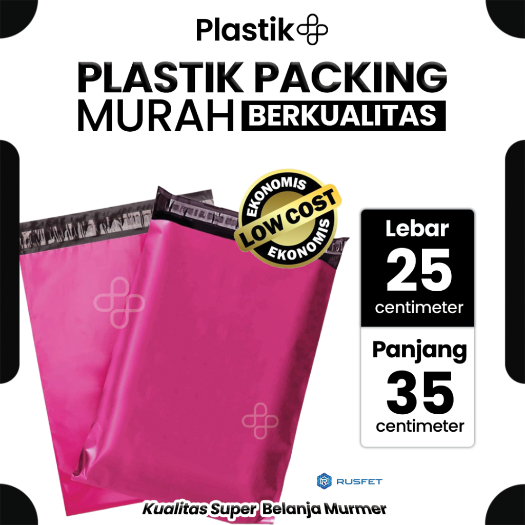 

Amplop Plastik Polymailer Pink 25cm x 35cm Low Cost Plastic Packing Polos Online shop Rusfet Murah