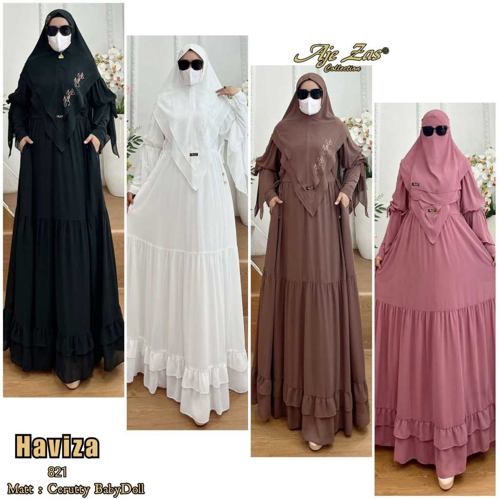 Gamis Mewah Pesta Syar'i Kode-HAVIZA Matt Ceruti BabyDoll Press Mutiara Free Cadar By AJEZAS
