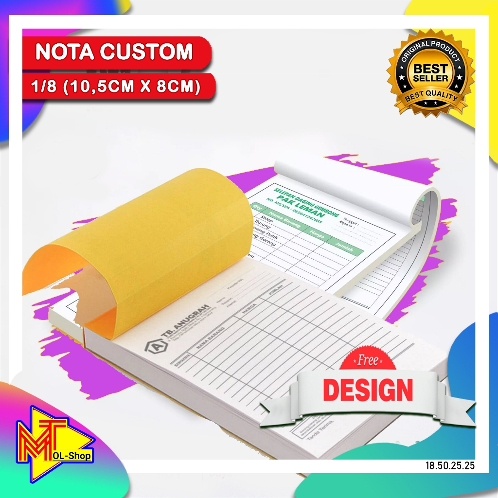 Nota custom 1/8 nota custom toko sendiri nota murah nota keren nota lucu nota bengkel nota laundry n