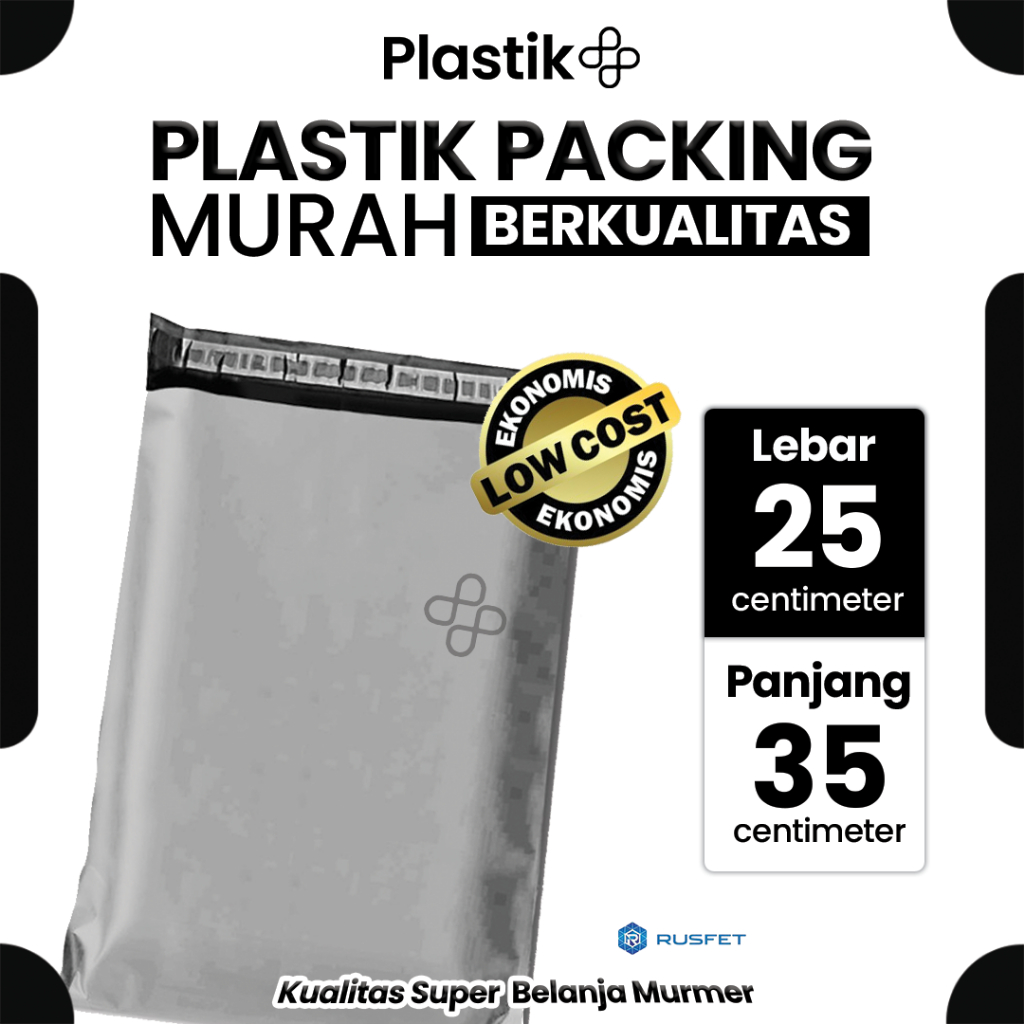 

Amplop Plastik Polymailer Gray 25cm x 35cm Abu-Abu LOW COST Plastic Packing Polos Online shop Rusfet