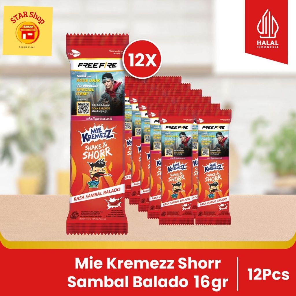 

Paket Bundling - Mie Kremezz Shorr - Sambal Balado - 16gr - 12pcs