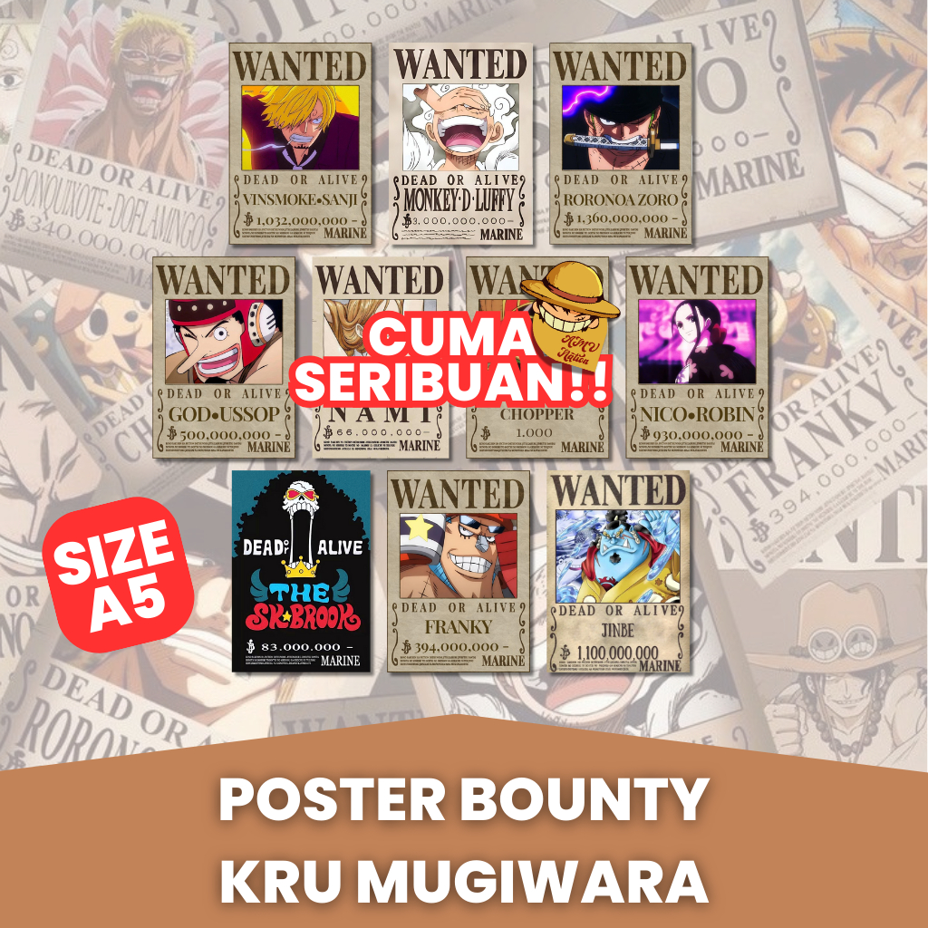 POSTER BOUNTY ONE PIECE II CREW MUGIWARA A5