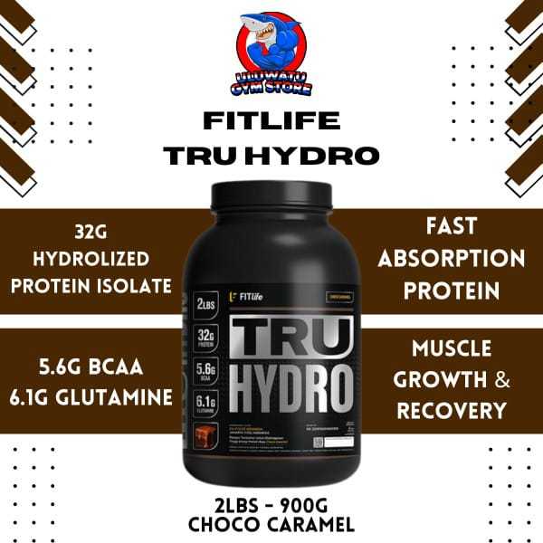 

Fitlife TRU HYDRO Hydrolyzed Whey Protein Isolate WPI 2lb 2 lbs Susu Tinggi Protein Low Lactose - Chocolate Caramel