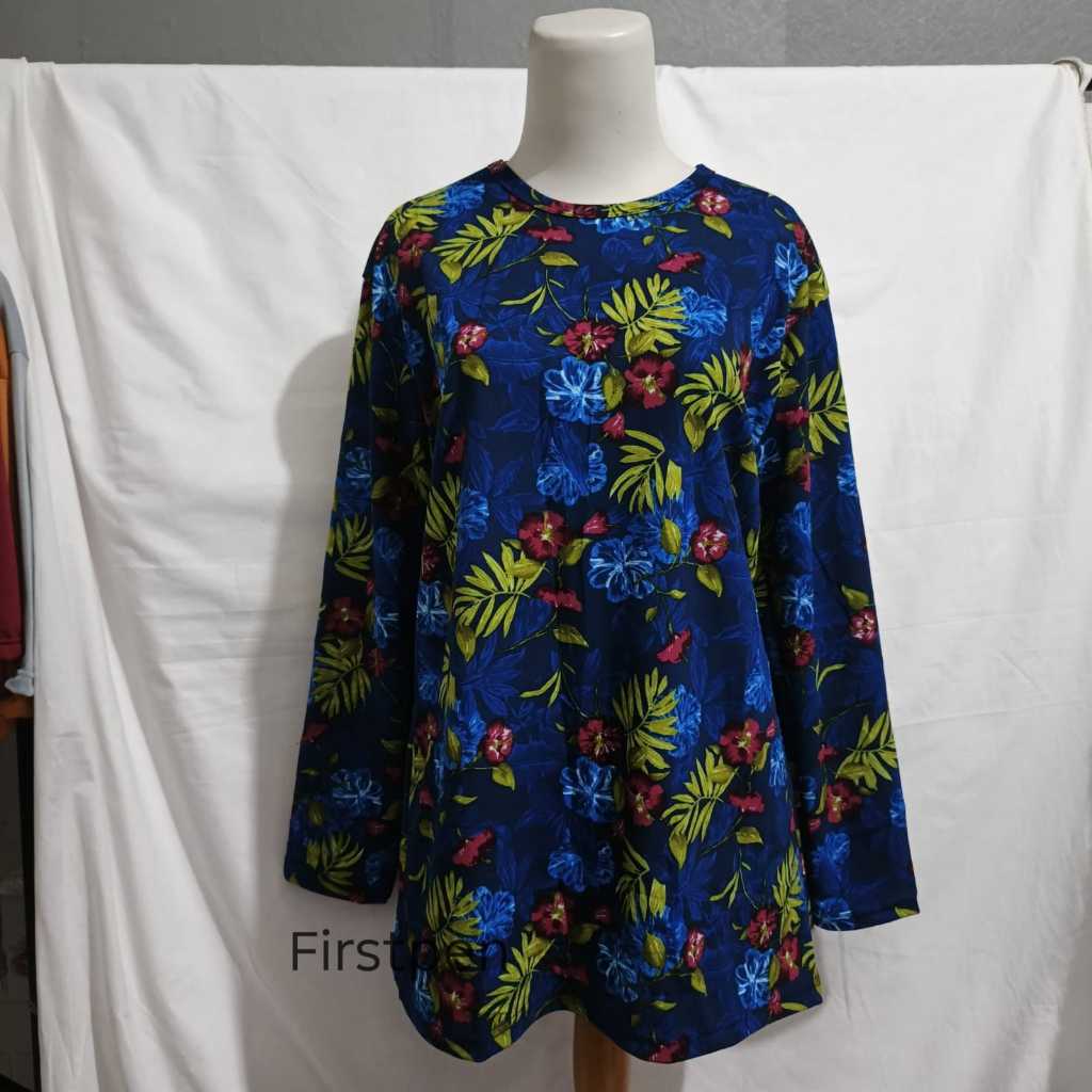 Kaos Motif Bunga Lengan Panjang Wanita Dewasa