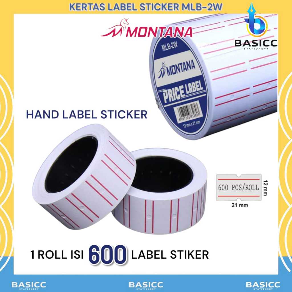

Montana Kertas Label MLB-2W Hand Label Stiker Harga | 1Set=10 Roll