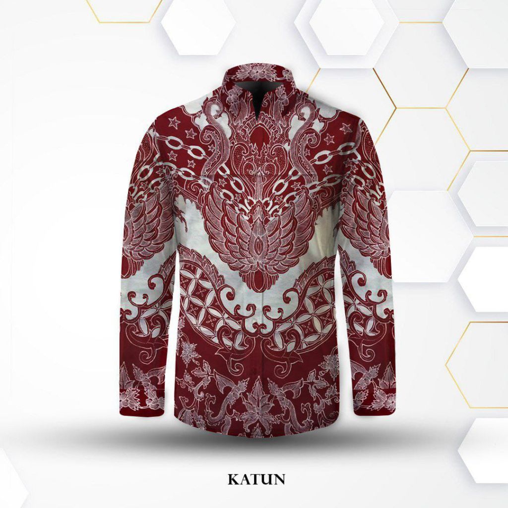 kain batik tulis pria bahan katun warna merah. batik tulis indonesia