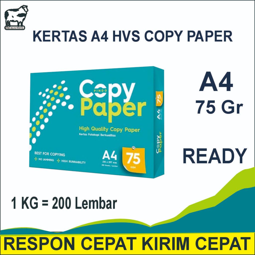 

Kertas HVS A4 Copy Paper 75 Gram 1 Kg (200 Lembar)