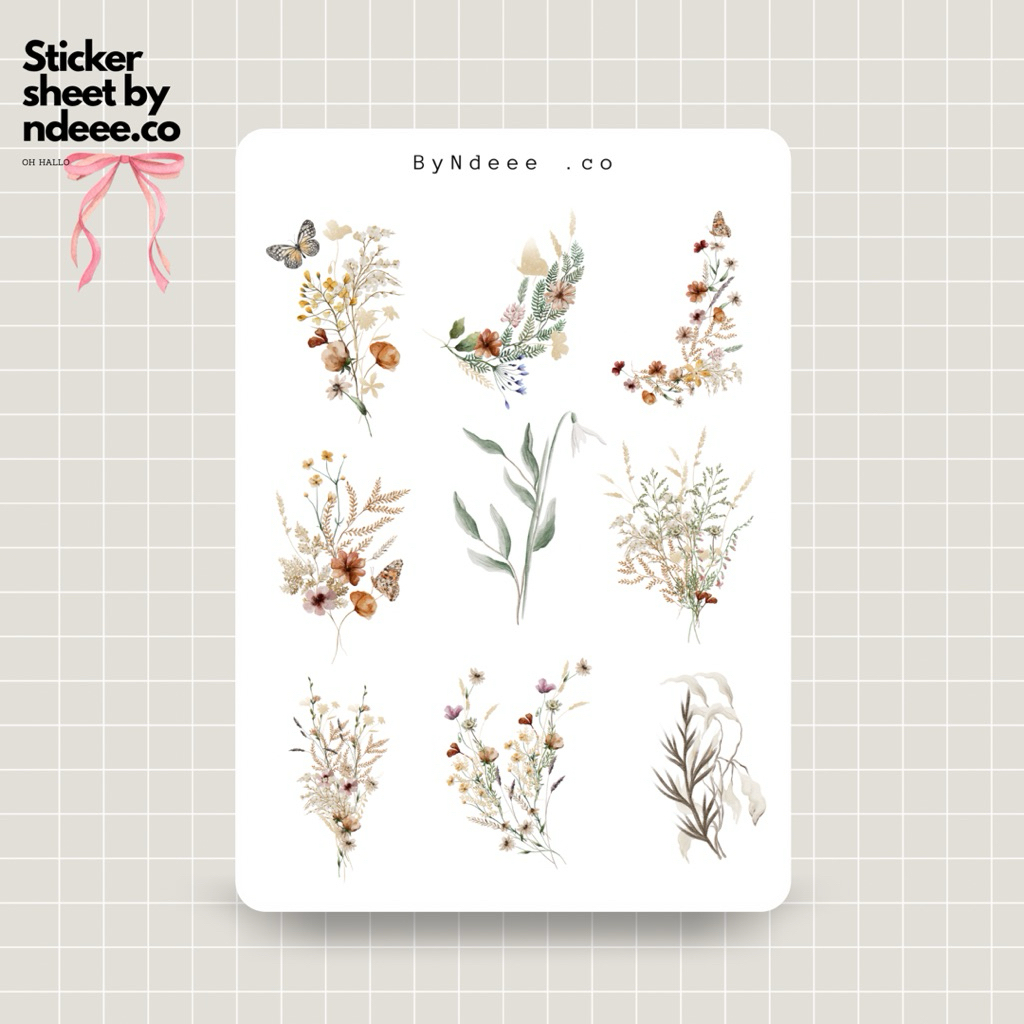 

Sticker Sheet | Dried flower | journal stickers, calendar, planner stickers, scrapbook stickers, cozy art