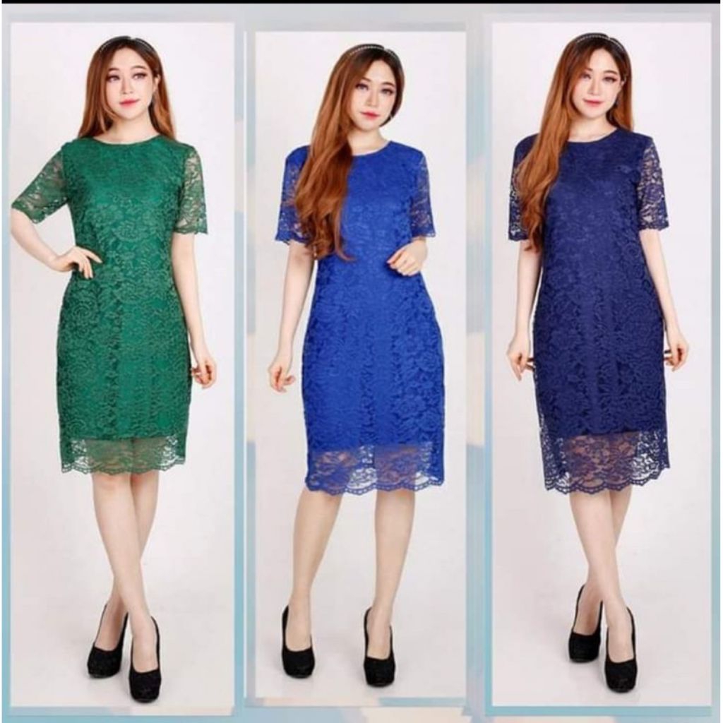 dress pesta dress brokat pendek