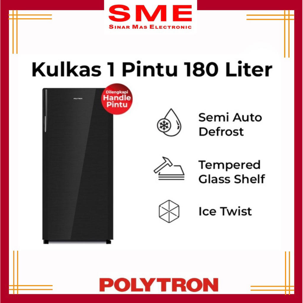 Lemari Es / Kulkas 1 Pintu POLYTRON 180L