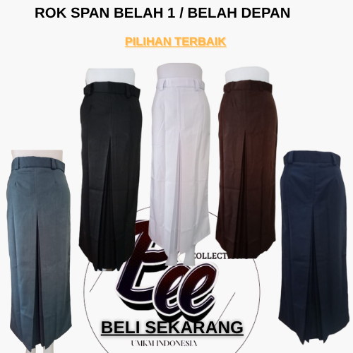 Rok Span 1 belah depan seragam anak SMP/MTS DAN SMA/SMK Kelas 1,2,3 Ukuran S,M,L,XL,XXL,XXXL/Rok Ser