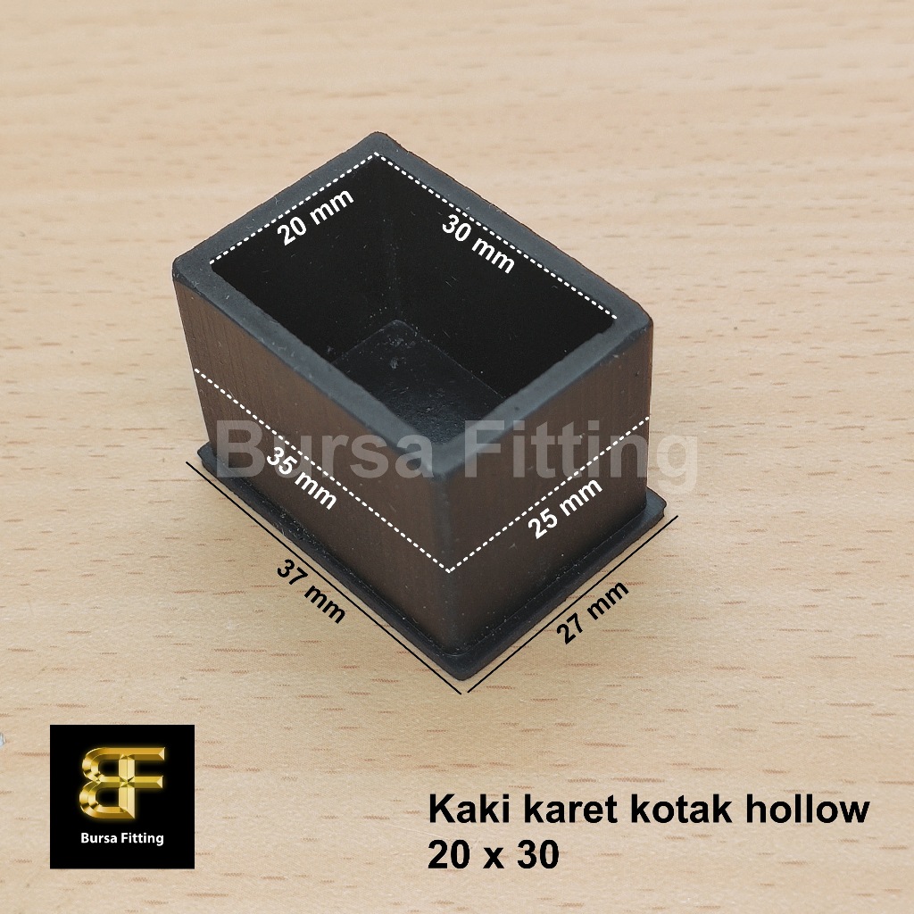 Kaki karet kotak 20 x 30 / alas kaki meja kursi / karet hollow / tutup hollow