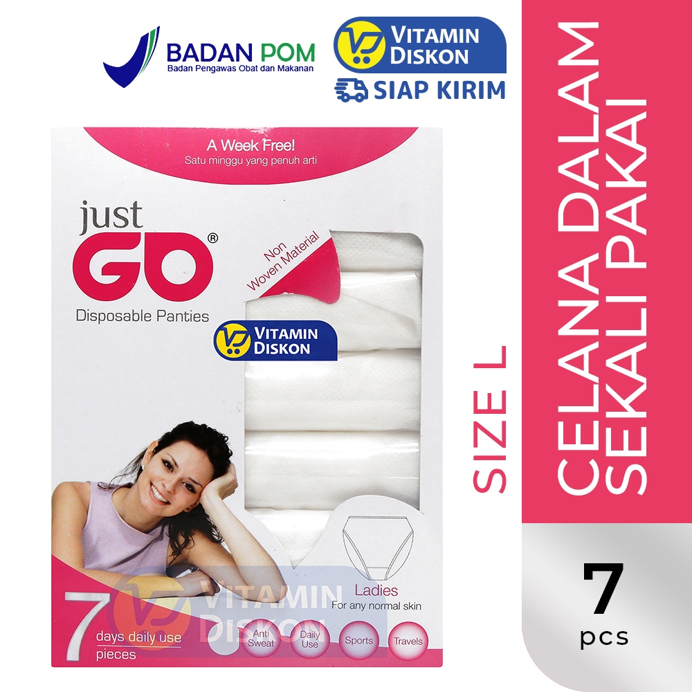 JUST GO DISPOSABLE UNDERWEAR WOMAN 7 PACK | Celana Dalam Sekali Pakai, Travel Friendly, Tidak Mudah 
