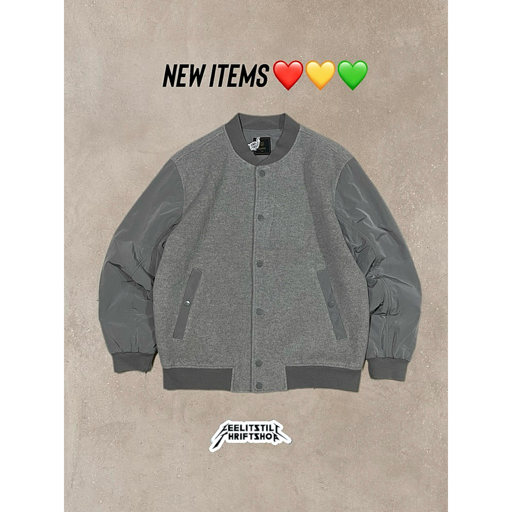 Lynx Wool Heavyweight Gray Snapbutton Varsity Baseball Jacket