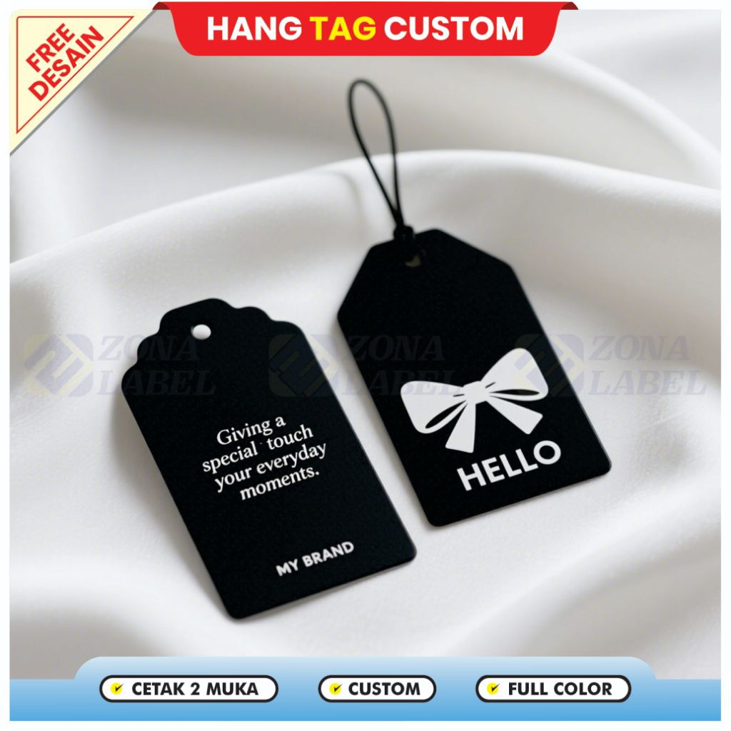 

( FRE DESAIN ) Label Harga Baju | Label Hang Tag | Label Tag Custom Desain