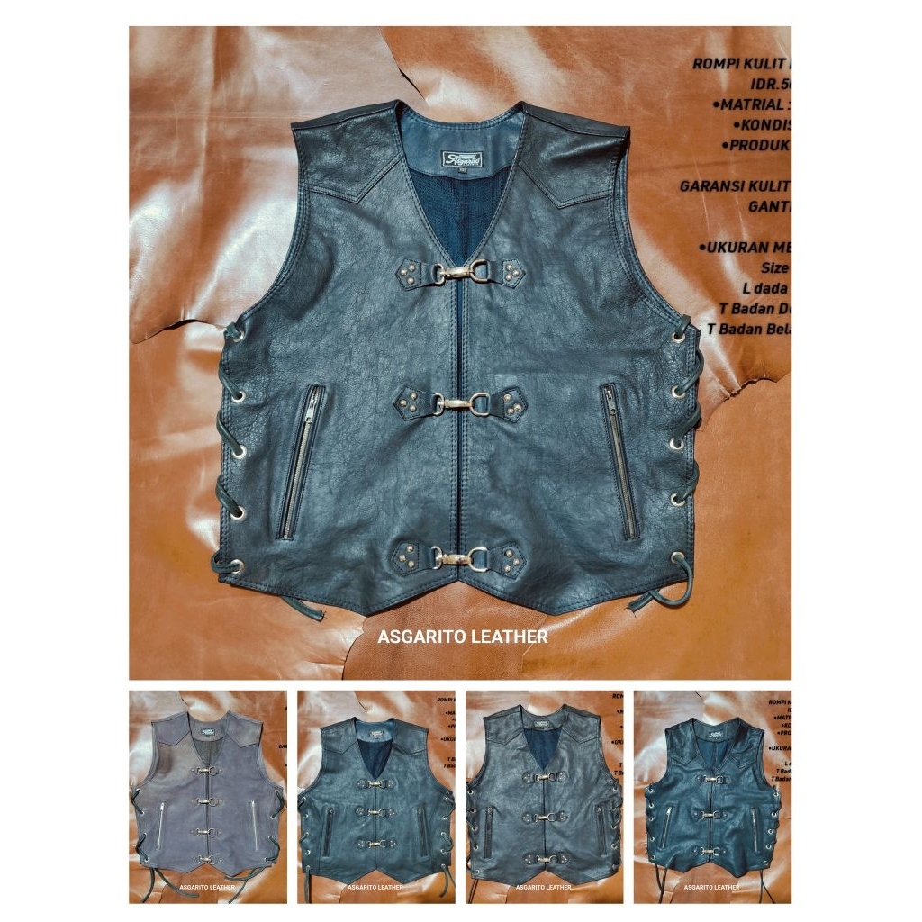 ROMPI KULIT BIKERS VEST MOTORCYCLE SIZE M  XXL KULIT ASLI