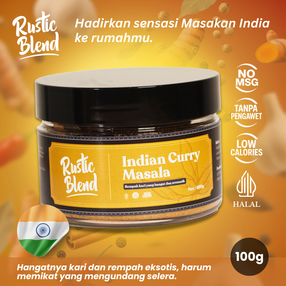 

Dry Rub Bumbu Dapur Instan Rasa Kari India | Rustic Blend - Indian Curry Masala No MSG 100 g
