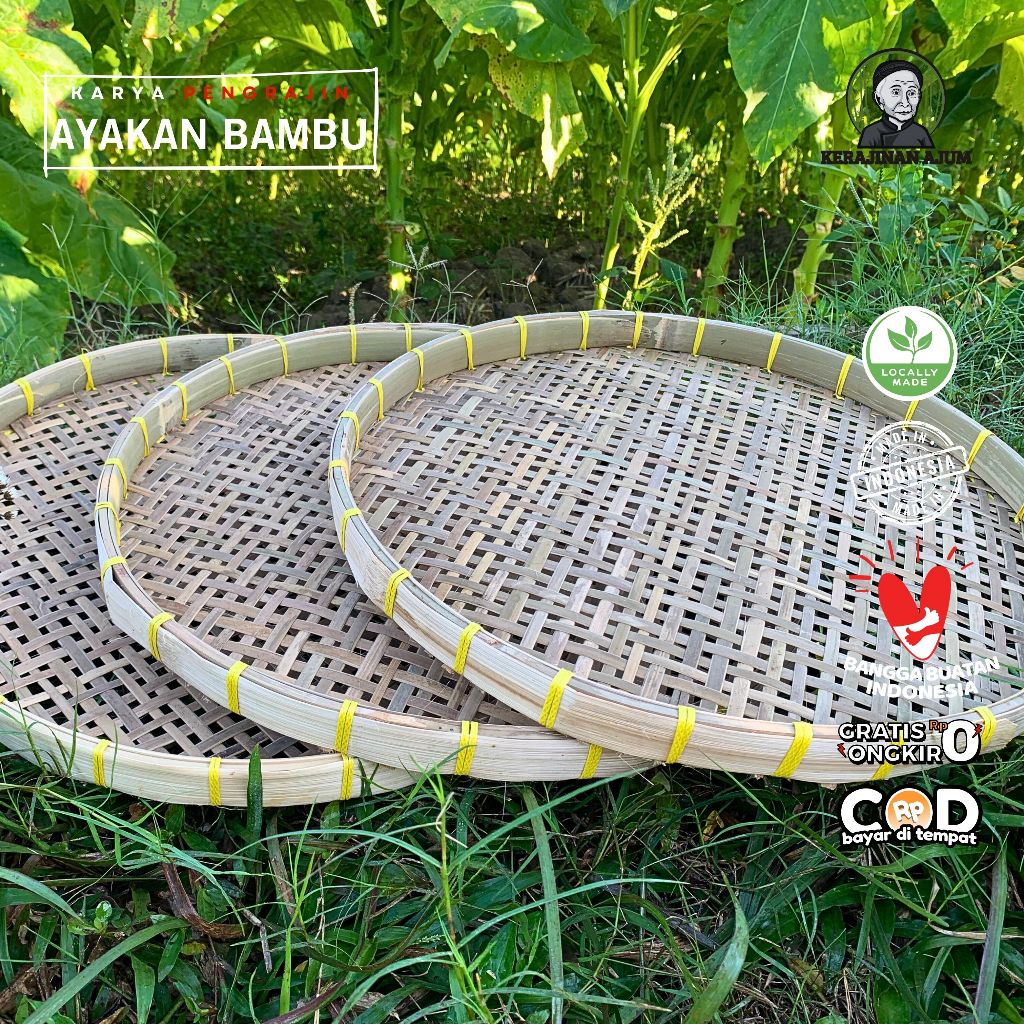 Saringan kulit bambu | Ayakan ceplos | saringan bambu ukuran besar| Saringan hinis bambu | irik bamb