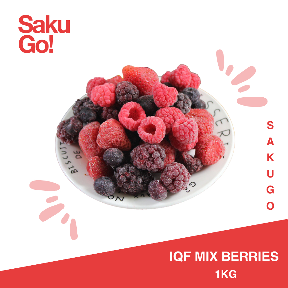 

IQF MIX BERRIES FROZEN BUAH MIX BEKU 1KG STRAWBERRY, BLUEBERRY, RASPBERRY