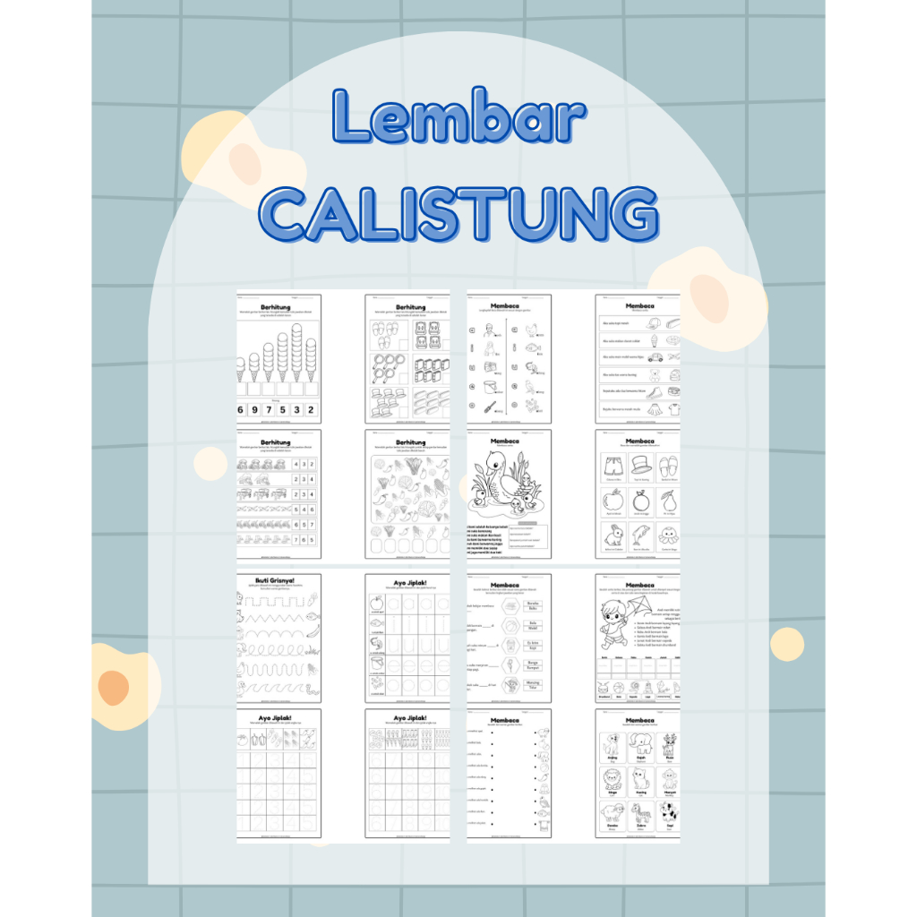 

WORKSHEET ANAK MEMBACA MENULIS MENGHITUNG CALISTUNG 50 lembar A5 untuk sd/tk/paud MURAH MERIAH