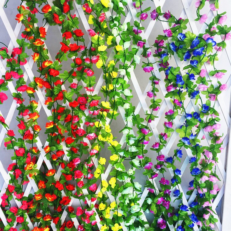 Bunga Artificial Mawar Mini Rambat Plastik Bunga Hias Dekorasi Rumah Meja Vas Pesta Wedding Bouquet 