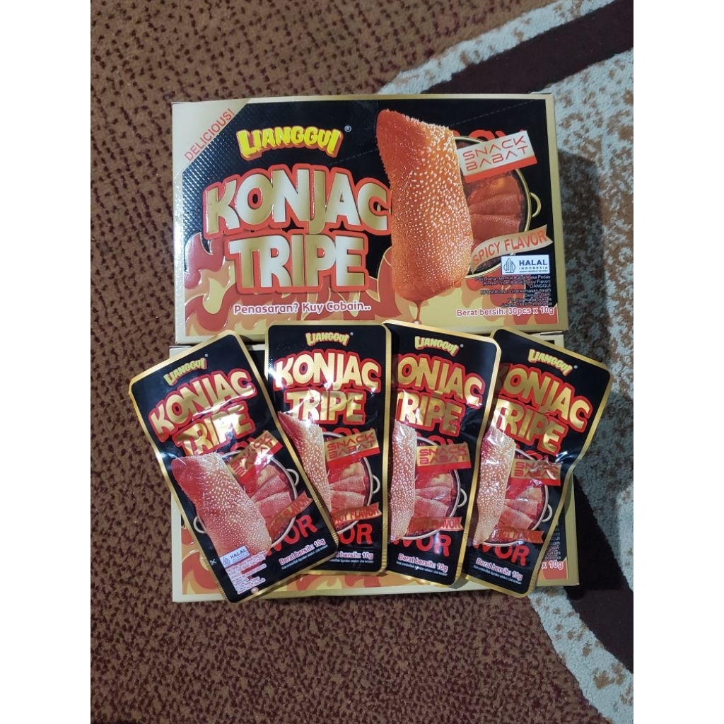 

VIRAL !! 30PCS KONJAC TRIPE LIANGGUI Snack BABAT SPICY FLAVOR HALAL BPOM