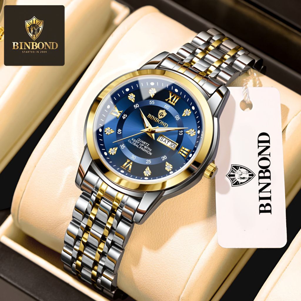 BINBOND Jam Tangan Wanita Terbaru Original 100% Anti Air Elegan Kalender Fashion Quartz Women Watch