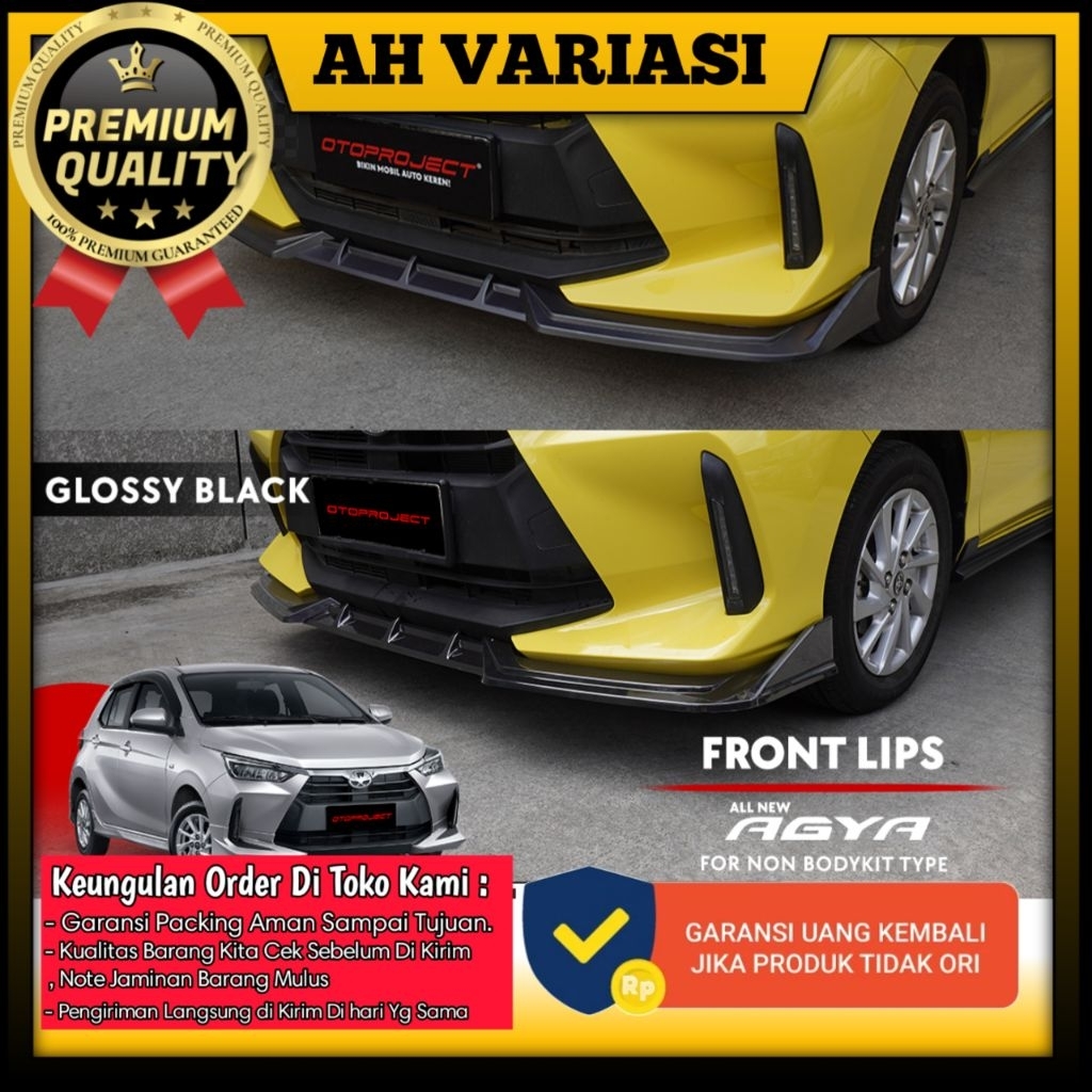 Agya 2022-2025 - Front Lips Bumper Depan Agya 2022-2025 Black Doff / Black Glossy Otoproject