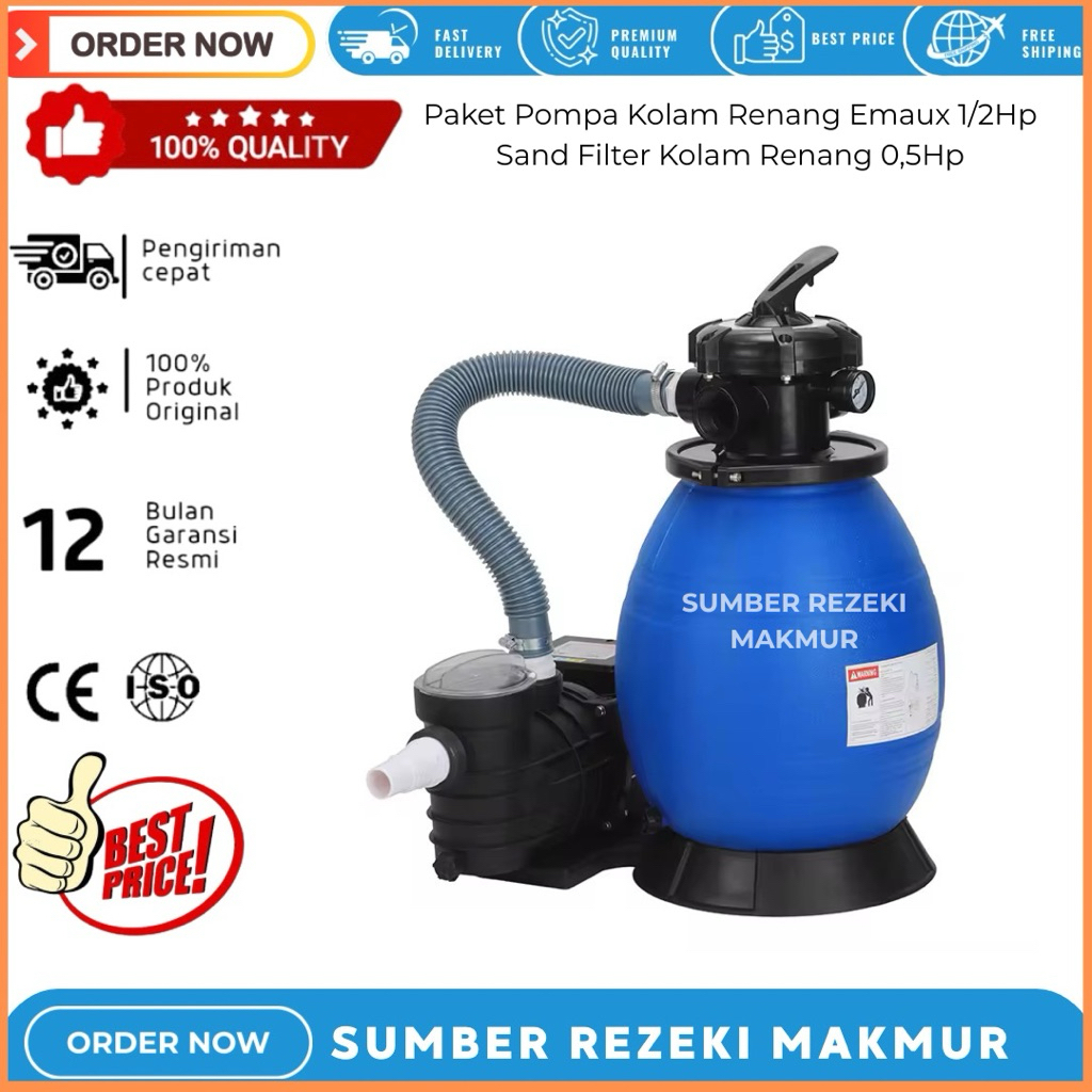 Pompa Filter Kolam Renang Intex 1/2Hp Emaux Combo Portable 0,5Hp