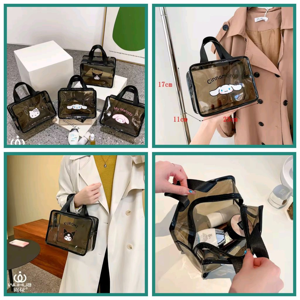 

Tas tenteng kotak resleting mika transparant uk 23x10x17