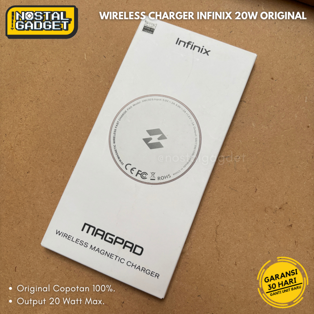 Charger Wireless Infinix MAGPAD 20W Fast Charging Note 30 40 50 Pro 40S | GT 30 Pro Original Copotan