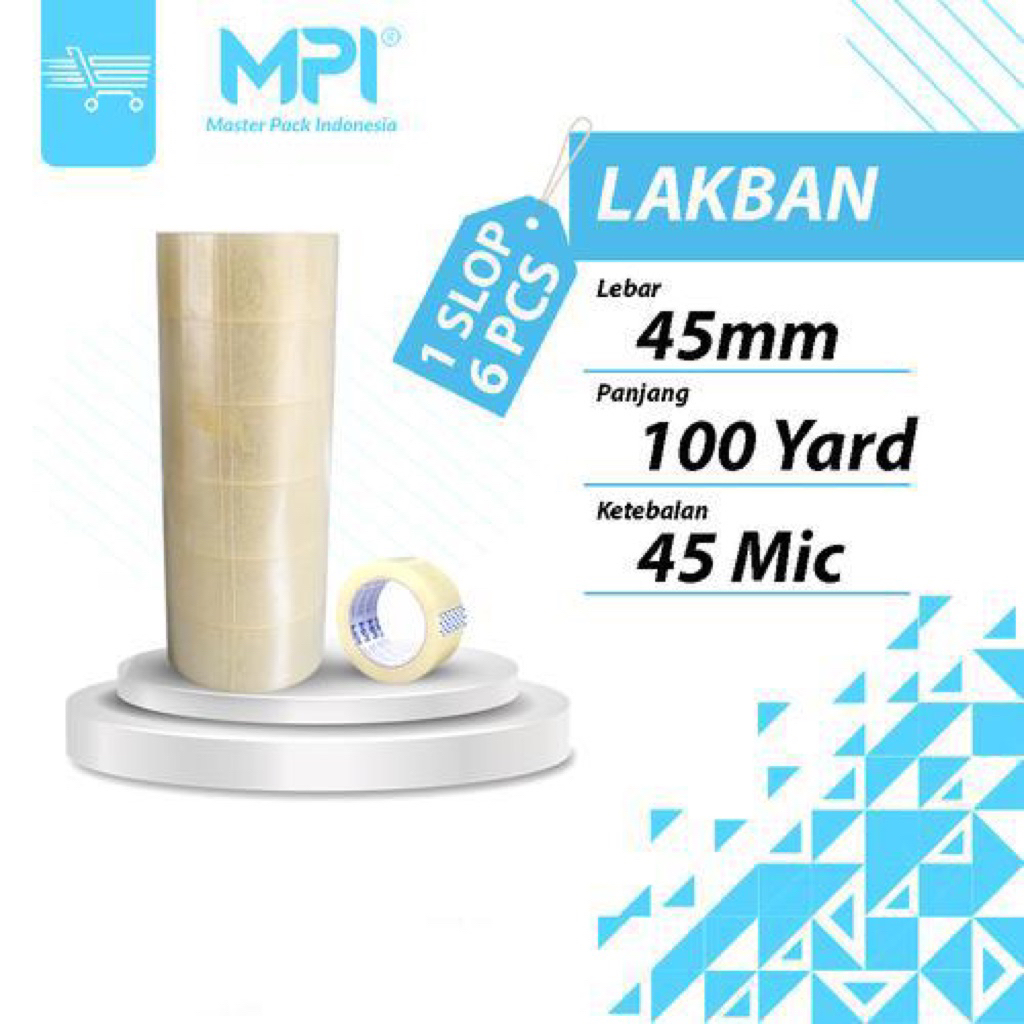 

MPI - 1 SLOP (6 PCS) LAKBAN MPI 45MM X 100 YARD 2 INCH | ISOLASI | SELOTIP