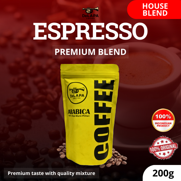 

Kopi Espresso House Blend 200 gram By DeLAPA Coffee | 100% Kopi Premium