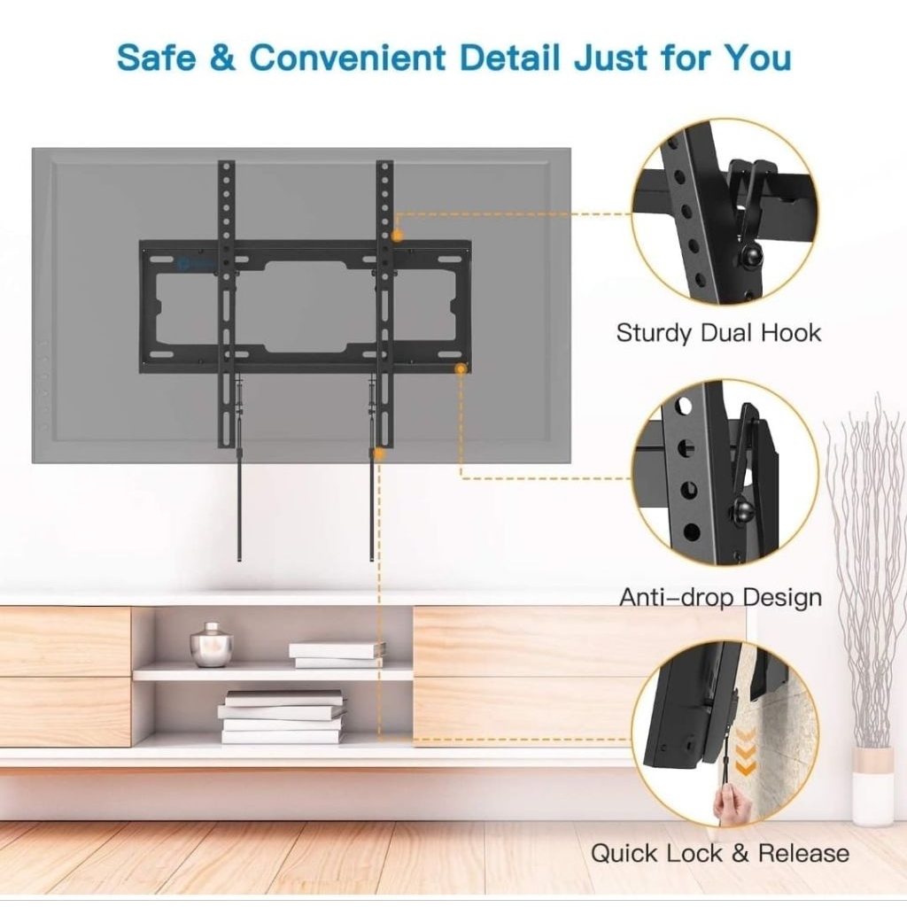 Bracket TV LED 32-65 inch Slim Fix, Dudukan Besi untuk TV ke Dinding