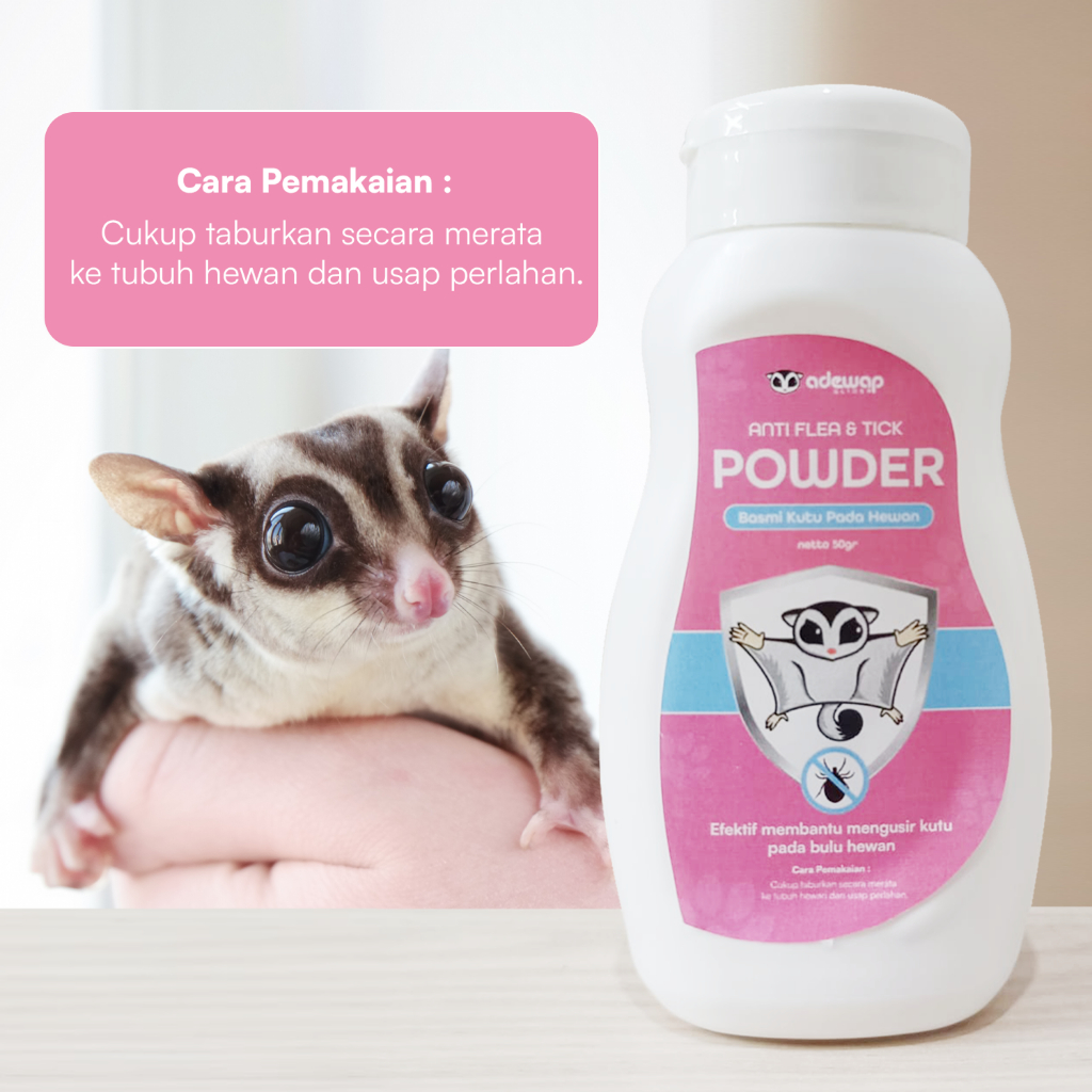 ADEWAP GLIDER Anti Flea & Tick Powder Bedak Anti Kutu Hewan Sugar Glider