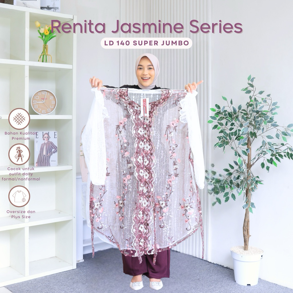 RENITA SET LD 140 SUPER JUMBO Oneset Brokat Kondangan Mewah Bigsize Atasan dan Celana Kulot Jumbo