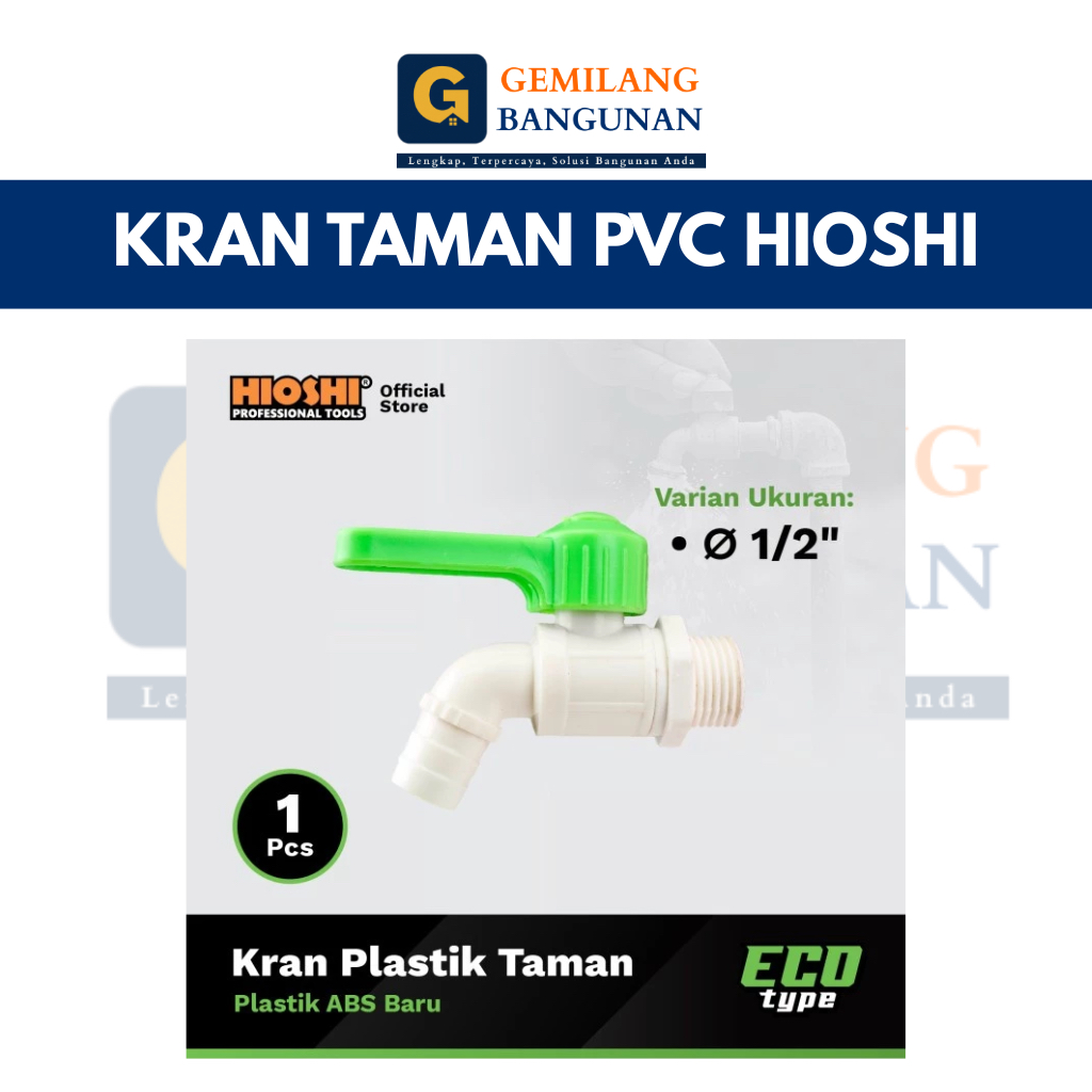 HIOSHI Kran Air Plastik 1/2Inch / Kran Taman Eco Plastik Kuat Berkualitas