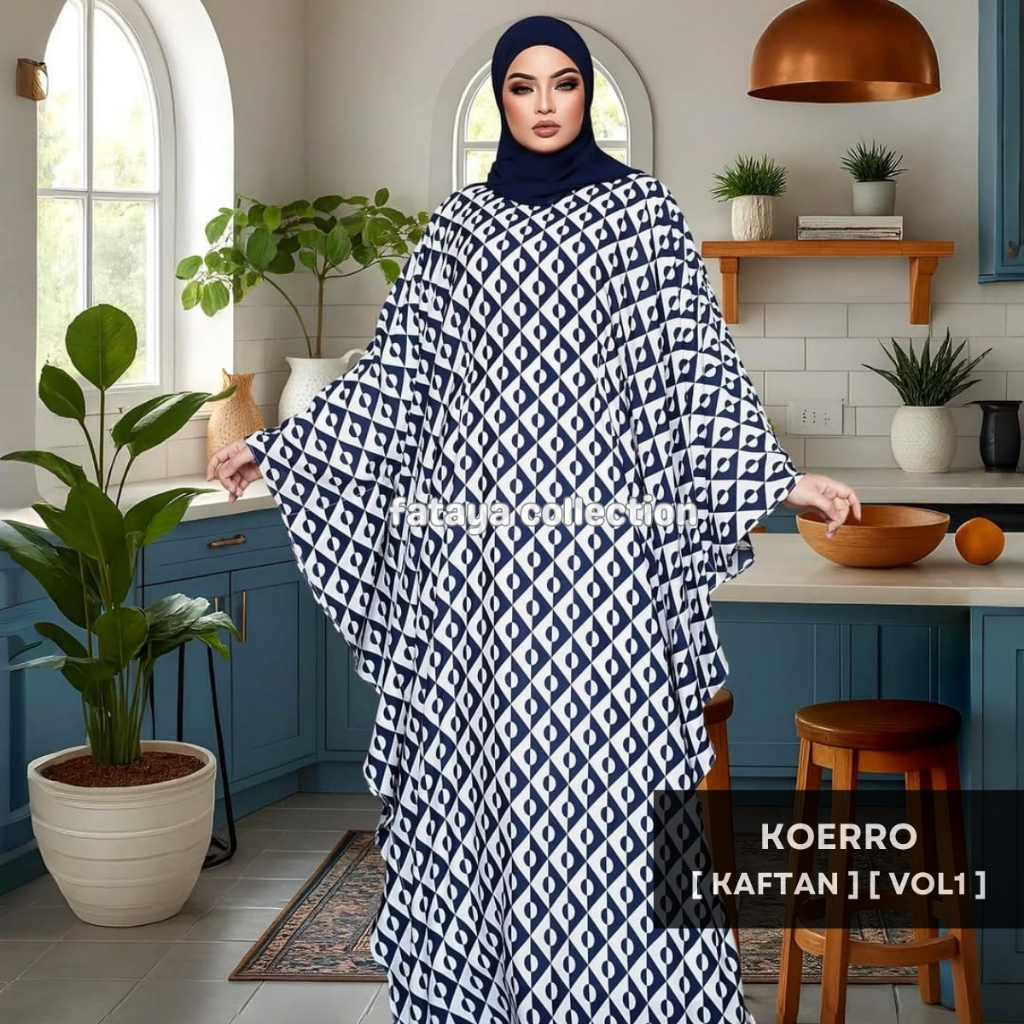 Fataya Collection KOERRO Kaftan Monochrome - Kain Crepe