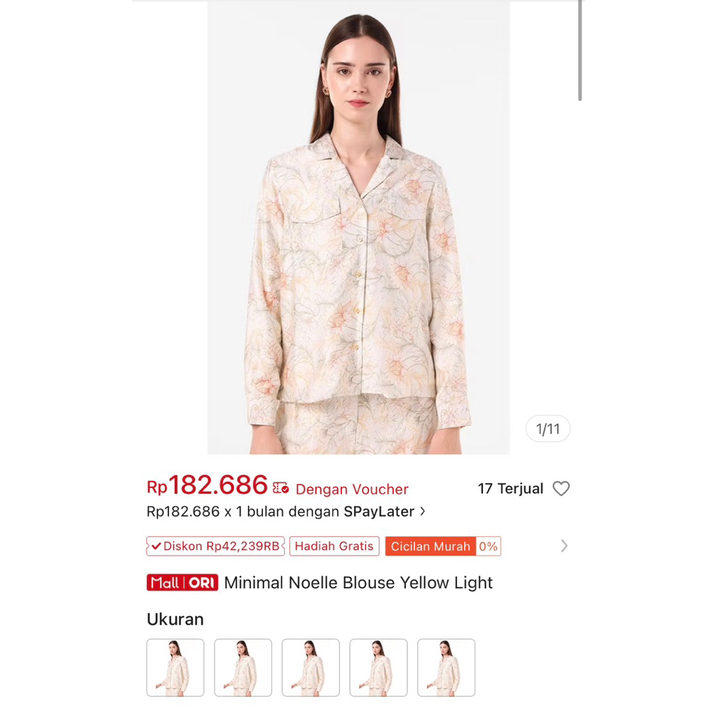 Minimal Noelle Blouse Yellow Light Size L Preloved