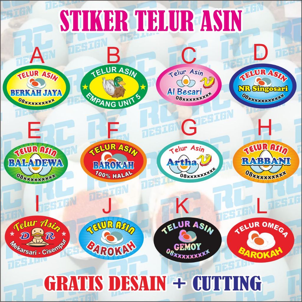 

PAKET STIKER LABEL TELUR ASIN CUSTOM MURAH BERKUALITAS GRATIS DESAIN