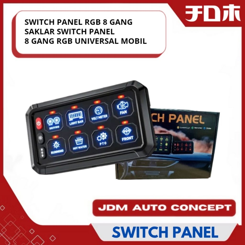 Panel Switch 8 Gang RGB / Switch Panel Assembly 8 Gang / Switch Saklar Panel 8 Tombol / Switch Panel