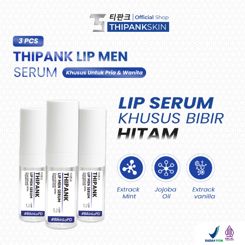 3 Pcs lip serum pria terbaik Thipank Lip Men Serum Pria with extrack peppermint pemerah bibir perman