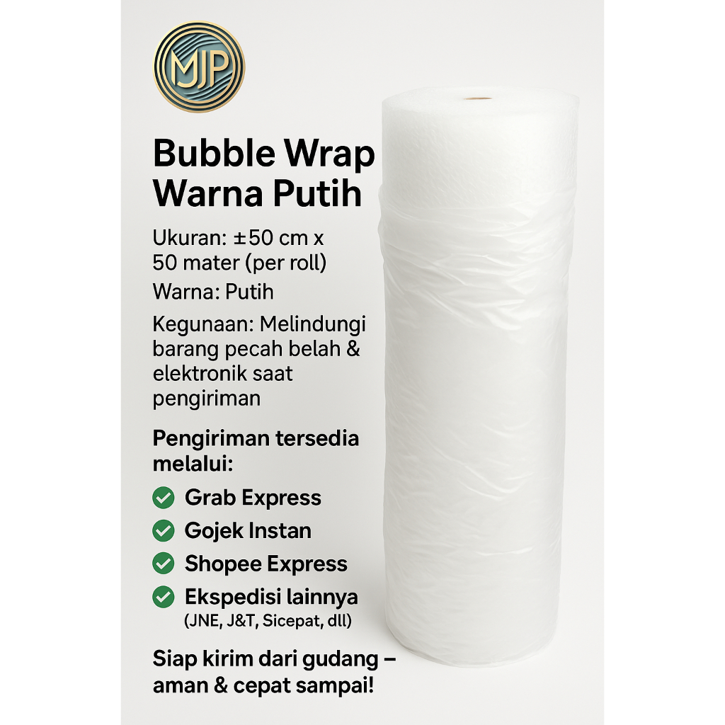 

Bubble Wrap Putih Tebal 125cm x 50m – Anti Bentur & Aman Packing Barang