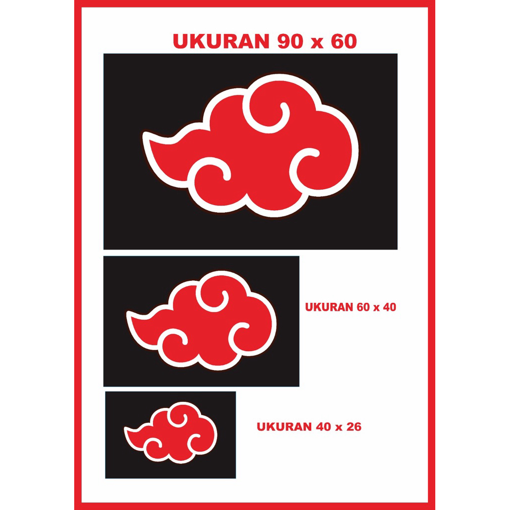 BENDERA AKATSUKI NARUTO AWAN MERAH PUTIH