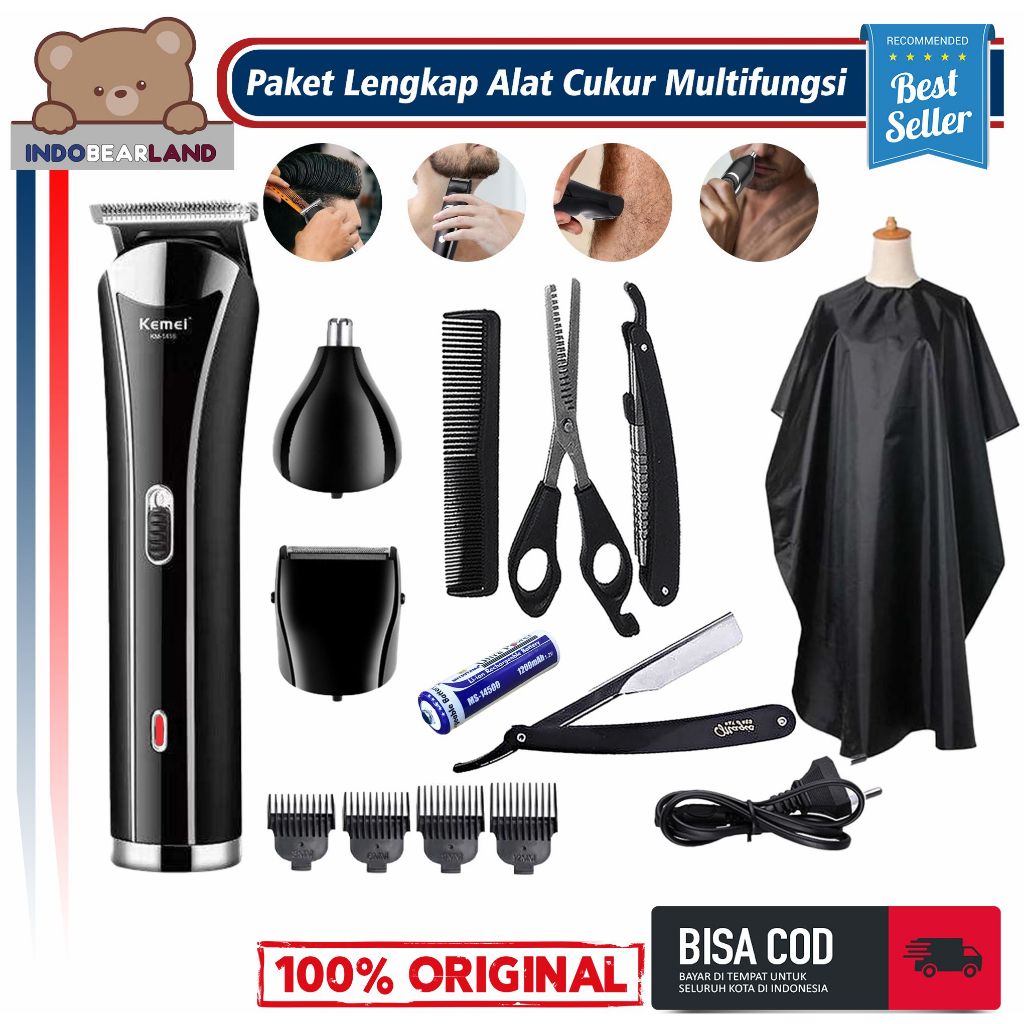 Mesin Pencukur Rambut Multifungsi Paket Lengkap Mesin Cukur Baterai Cas Alat Cukuran 3in1
